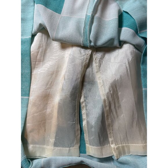 Vintage Mid Century Pleated Blue Checkered Pattern Knee Length Lined Skirt S/M - Picture 5 of 6